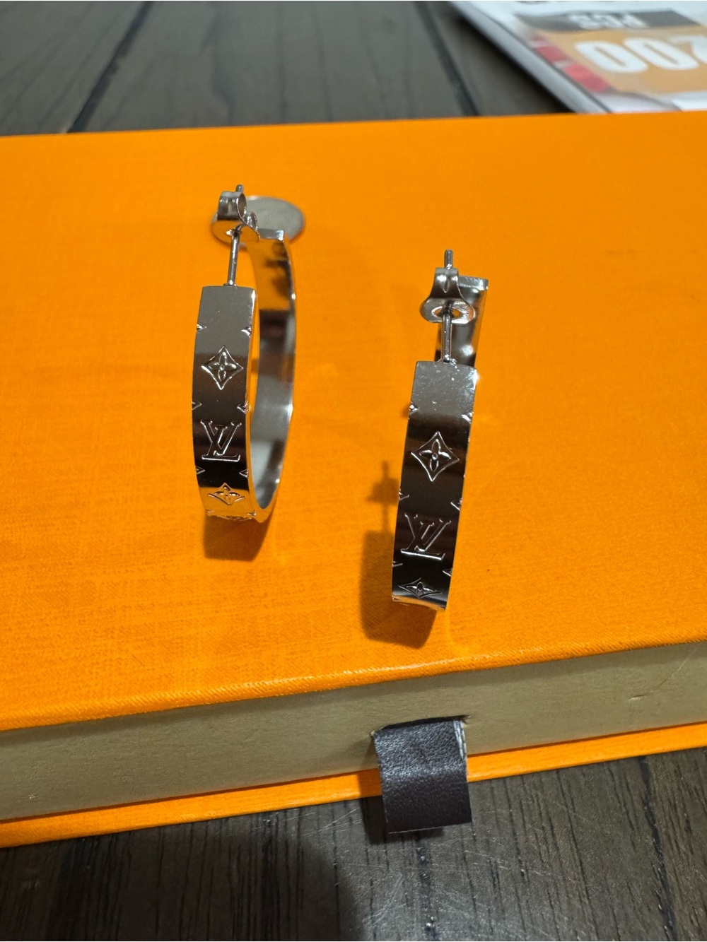 Silver Monogram Engraved Hoop Earrings for Men